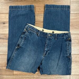 L.L. BEAN VINTAGE Mid-wash High-rise Wide Leg Jeans W/ Stitched Detailing